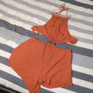 FOREVER 21- orange halter top jumpsuit